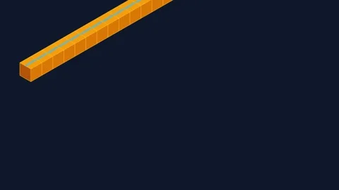 An isometric view of a long orange rectangular block against dark background Video stock 335117952