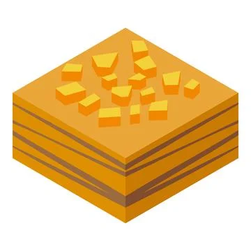 Isometric view of mango sticky rice, a popular southeast asian dessert Stock Illustration