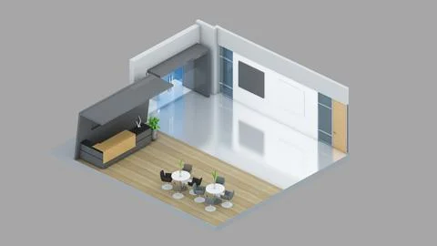 Isometric view of a office area,reception and meeting room, 3d rendering Stock Illustration
