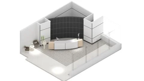 Isometric view of a office area,reception and meeting room, 3d rendering Stock Illustration