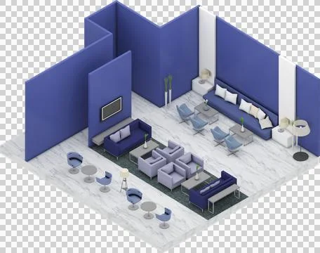 Isometric view of a office space and meeting room,work area Stock Photos