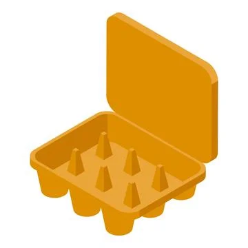 Isometric view of an open egg carton, ready to be filled Stock Illustration