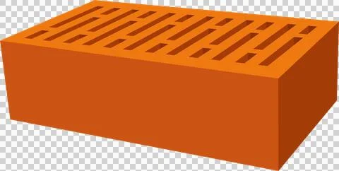Isometric view of an orange rectangular brick with square perforations on i.. Stock Illustration
