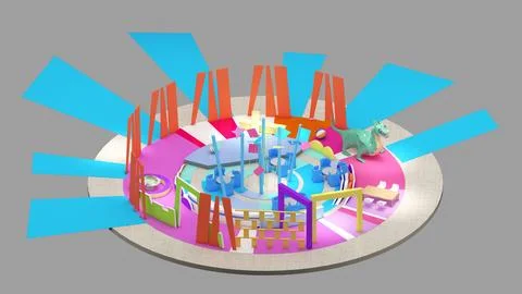 Isometric view of a playground,public space, 3d rendering. Stock Illustration