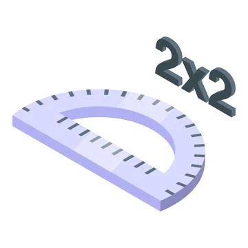 Isometric view of a protractor and mathematical symbols Stock Illustration