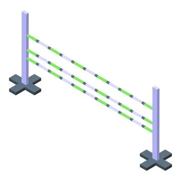 Isometric view of queue barrier posts with stripes Stock Illustration
