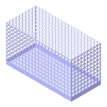 Isometric view of a simple, empty metal cage, potentially used for animal tra Stock Illustration