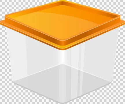 Isometric view of a transparent storage container with an orange lid for or.. Stock Illustration