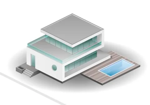 Isometric villa with pool Stock Illustration