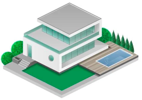 Isometric villa with pool Stock-Illustration