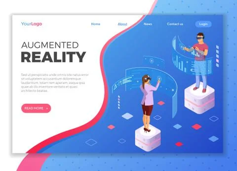 Isometric Virtual Augmented Reality Stock Illustration