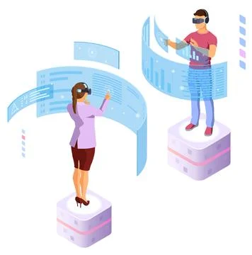 Isometric Virtual Augmented Reality Stock-Illustration
