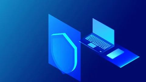 Isometric Virtual private network Concept, Web template, on blue background. Stock-Footage 120994511