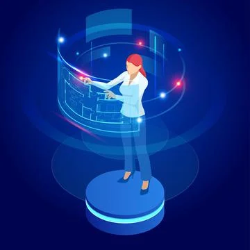 Isometric Virtual Reality Construction Project Management, Architectural Project Stock Illustration