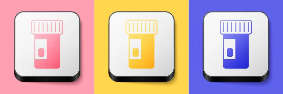 Isometric Vitamin complex of pill capsule icon isolated on pink, yellow and.. Stockillustratie