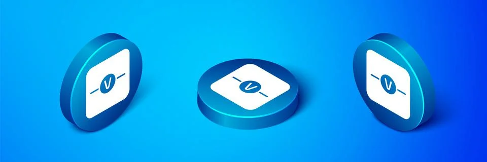 Isometric Voltmeter electronic component icon isolated on blue background Illustrazione stock