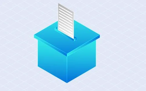 Isometric vote box. Voting concept 3d style isolated on white background Stock Illustration