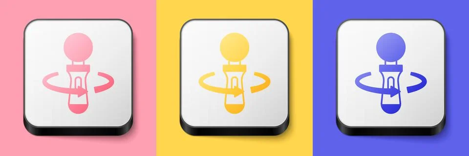 Isometric VR controller game icon isolated on pink, yellow and blue background Stock Illustration