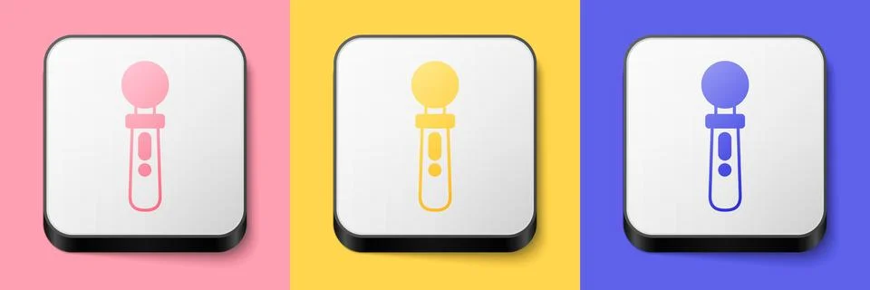 Isometric VR controller game icon isolated on pink, yellow and blue background 스톡 일러스트