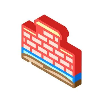 Isometric wall foundation engineering diagramming construction structure Illustrazione stock