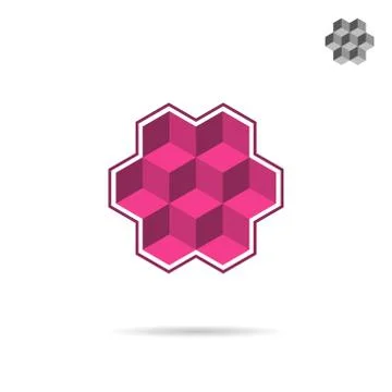 Isometric wall segment, cubic logo Stock Illustration