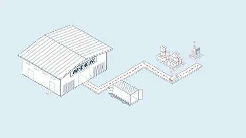 Isometric Warehouse Automation System and Autonomous Robot AGV Stock Footage 334758779