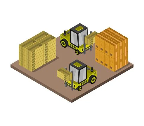 Isometric warehouse illustrated in vector on a white background Stock Illustration