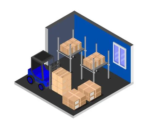 Isometric warehouse illustrated in vector on a white background Stock Illustration