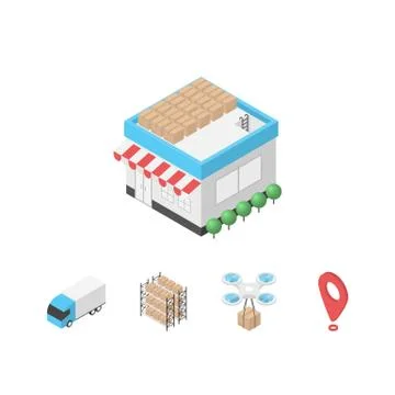 Isometric warehouse logistic Illustrazione stock