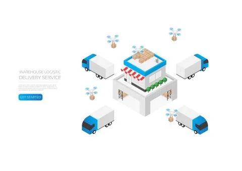 Isometric warehouse logistic Illustrazione stock