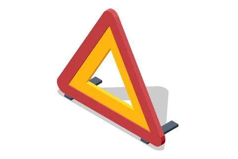 Isometric warning triangle for vehicle emergencies. The reflective red and Stock Illustration