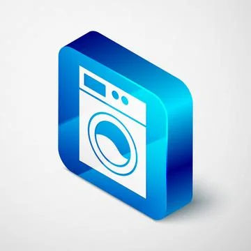 Isometric Washer icon isolated on grey background. Washing machine icon. Cl.. Stock Illustration