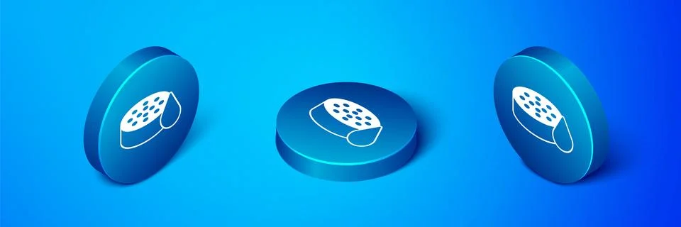 Isometric Water sensor icon isolated on blue background. Blue circle button.  Illustrazione stock