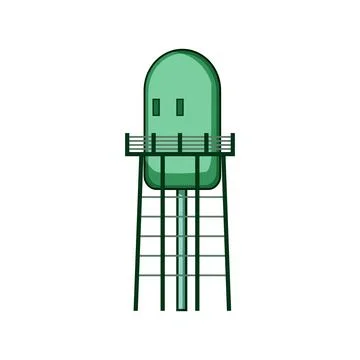 Isometric water tower cartoon vector illustration Ilustración de archivo