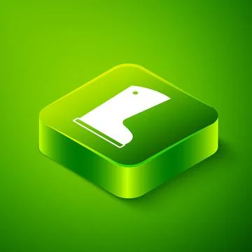 Isometric Waterproof rubber boot icon isolated on green background. Gumboots for Stock Illustration