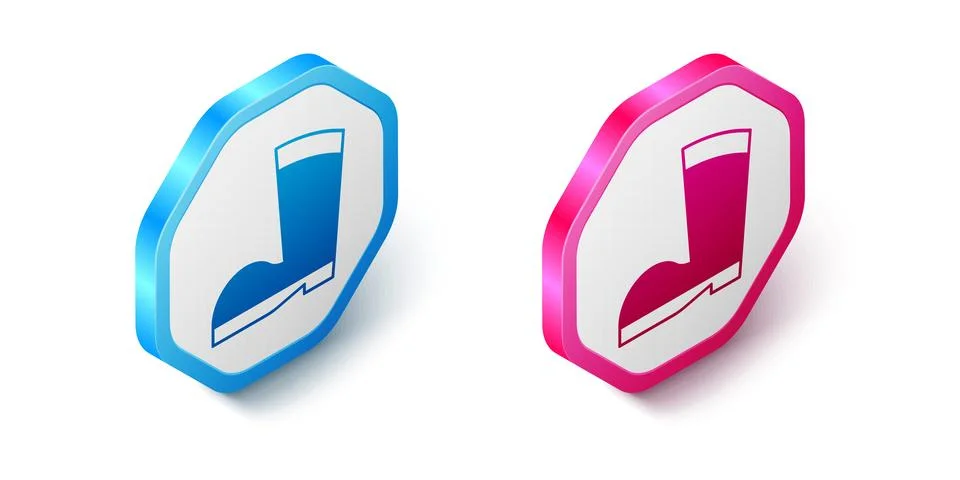 Isometric Waterproof rubber boot icon isolated on white background. Gumboot.. Stock Illustration