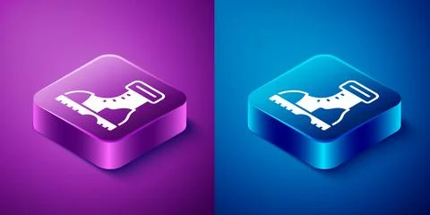 Isometric Waterproof rubber boot icon isolated on blue and purple background Stock Illustration