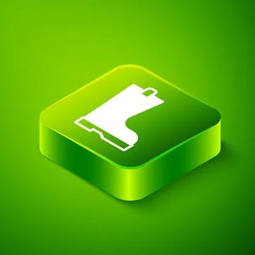 Isometric Waterproof rubber boot icon isolated on green background. Gumboots for Stock Illustration