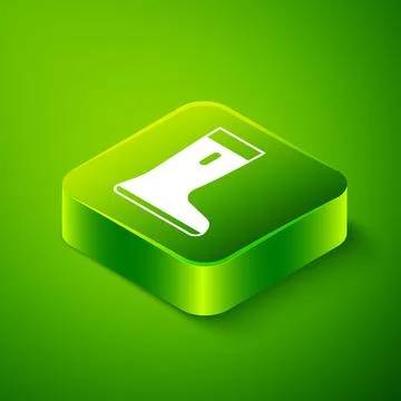 Isometric Waterproof rubber boot icon isolated on green background. Gumboot.. Stock Illustration