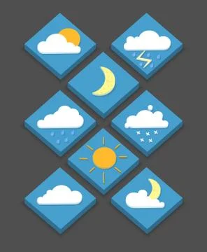 Isometric weather icons, 3D, vector illustration, modern style, eps 10 Stock-Illustration