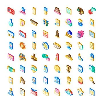 Isometric web and app icon collection representing various concepts 스톡 일러스트