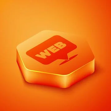 Isometric Web and graphic design icon isolated on orange background. Creative 스톡 일러스트