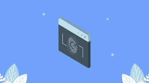 Isometric web browser animation featuring fingerprint biometric authenticat.. Stock Footage 334534018