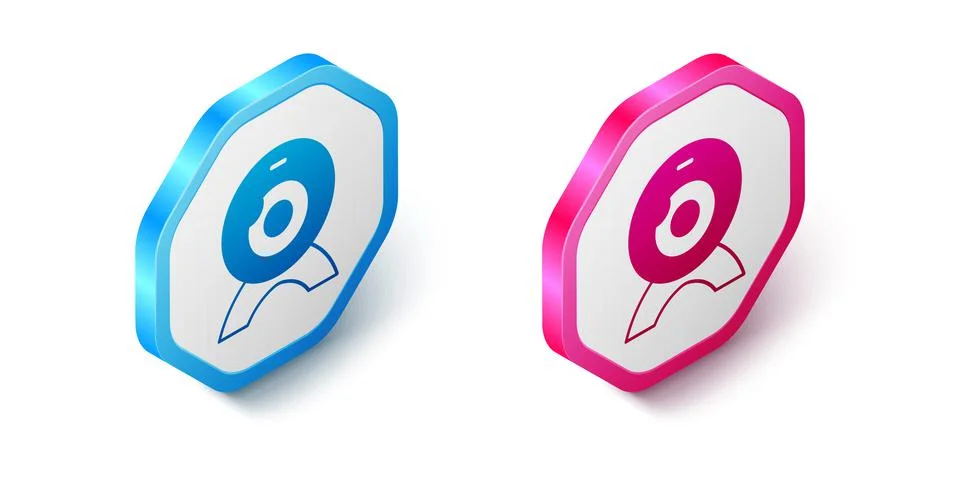 Isometric Web camera icon isolated on white background. Chat camera. Webcam icon Stock Illustration