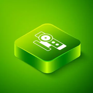 Isometric Web camera icon isolated on green background. Chat camera. Webcam i Stock Illustration