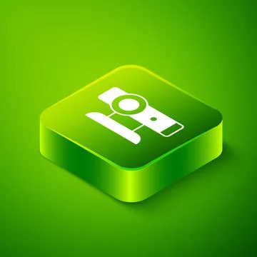 Isometric Web camera icon isolated on green background. Chat camera. Webcam i Stock Illustration