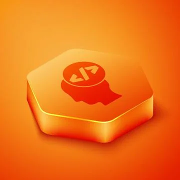 Isometric Web design and front end development icon isolated on orange Stock Illustration
