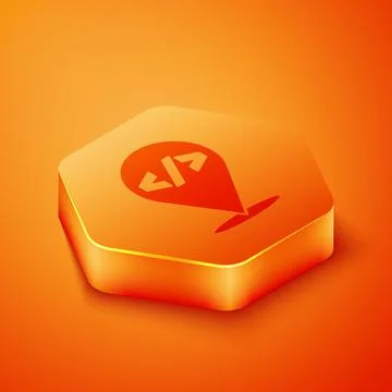 Isometric Web design and front end development icon isolated on orange Stock Illustration