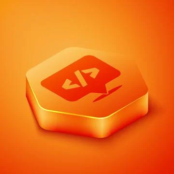 Isometric Web design and front end development icon isolated on orange Stock Illustration