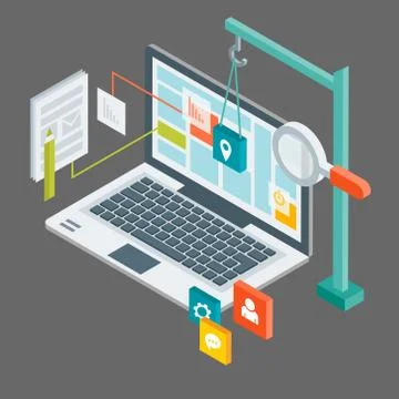 Isometric web design Stock Illustration